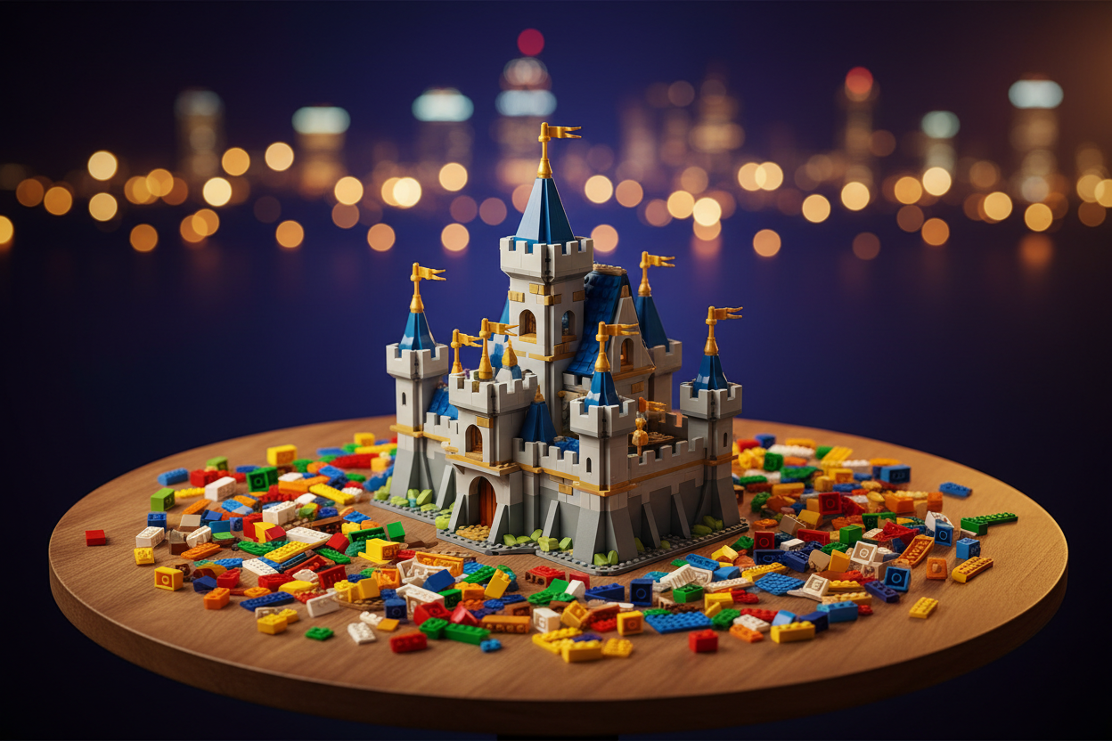 LEGO creation with dark upper background